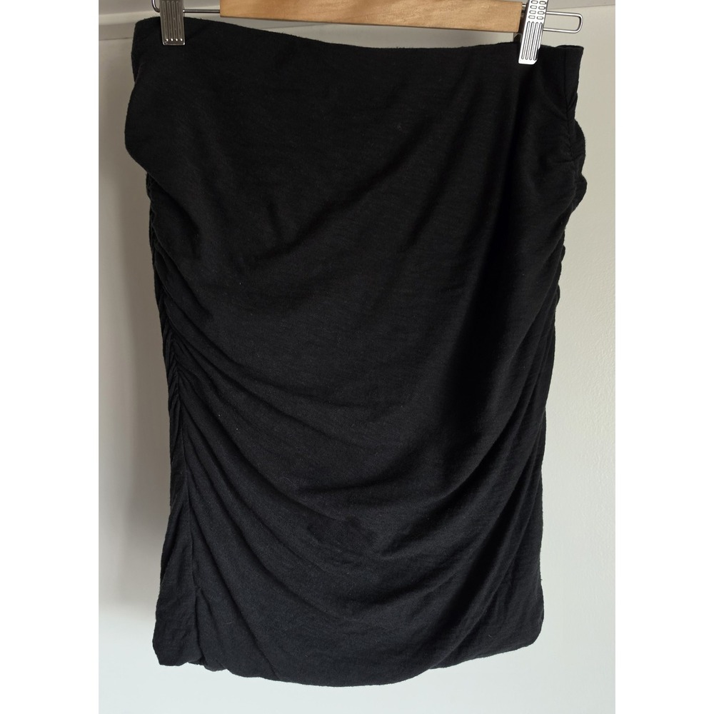 James Perse Skirt Size 3 Black Solid Casual Minimalist Draped